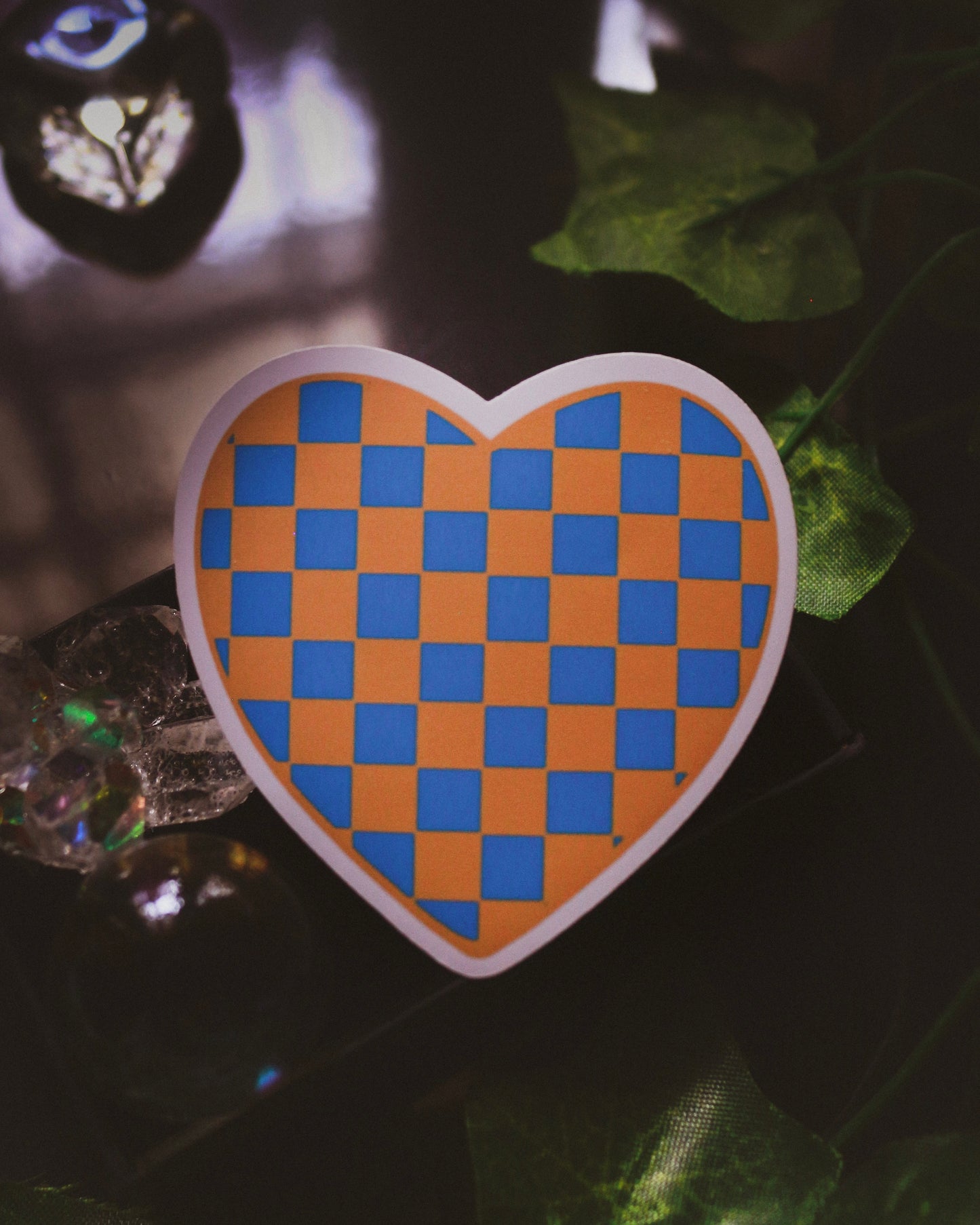 Checkered Hearts Vinyl Sticker