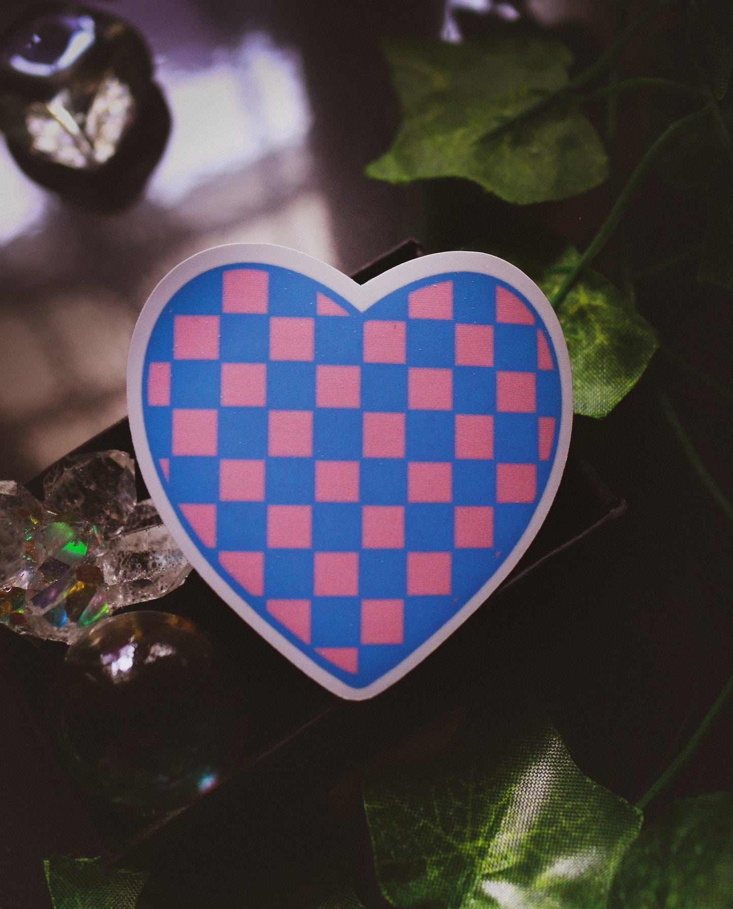 Checkered Hearts Vinyl Sticker