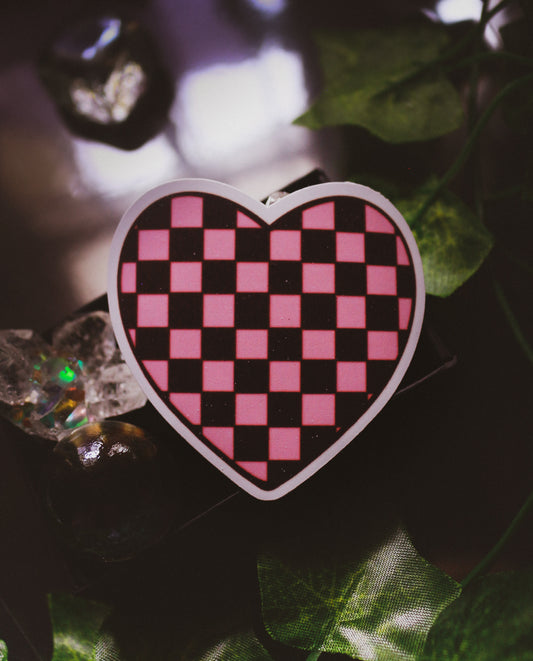 Checkered Hearts Vinyl Sticker