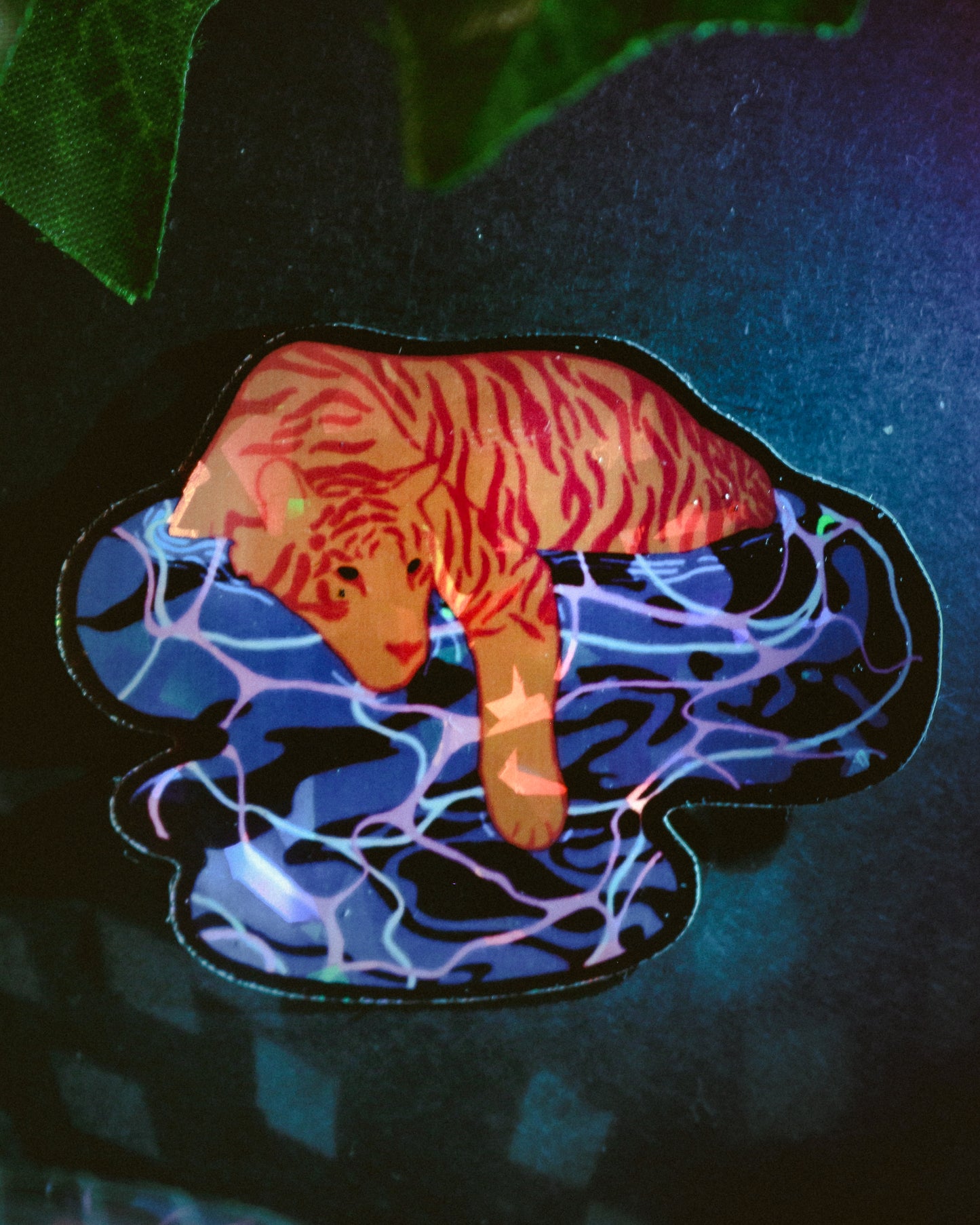 Resting Tigers Vinyl Holographic Sticker