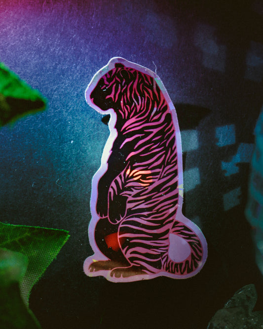 Resting Tigers Vinyl Holographic Sticker